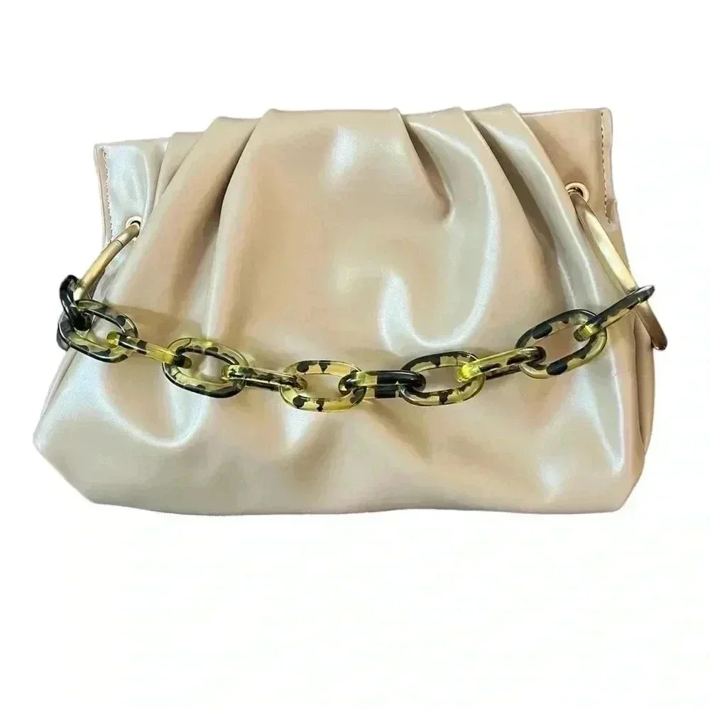 HOUSE OF WANT VEGAN LEATHER‎ CHILL CLUTCH PURSE Tortoise Gold HANDBAG
